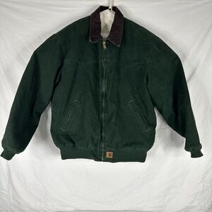 Vtg Carhartt Jacket J14 SPC Spruce Green Santa Fe Quilt Lined Duck Canvas Men XL